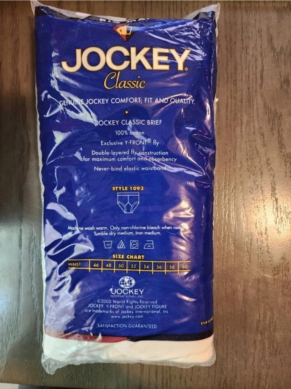 2000 Jockey Classic White Big Man Size 50 Y Front Fly Underwear Briefs 2 PACK